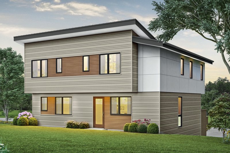 House Blueprint - Exterior - Rear Elevation for Contemporary House Plan #48-1009 - 3 bed, 2.5 bath