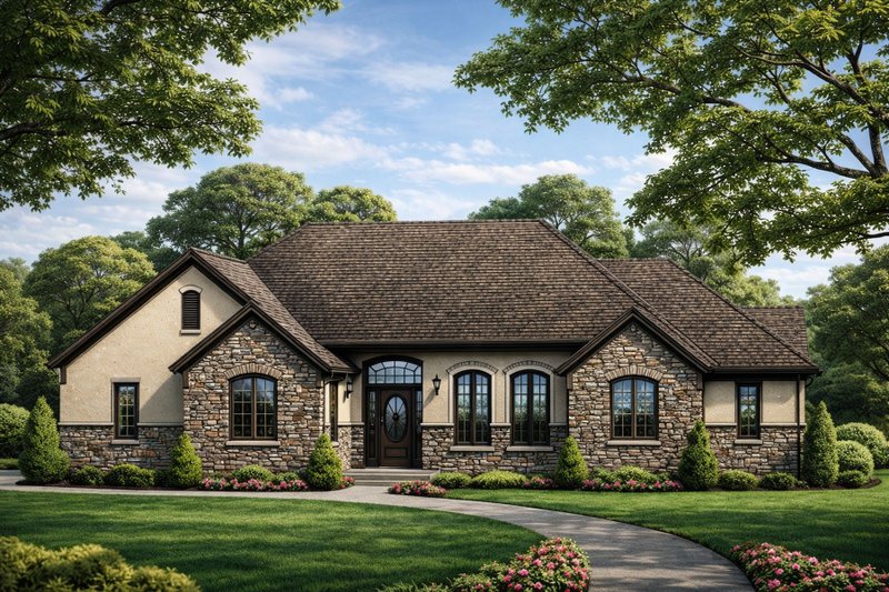 Home Plan - Exterior - Front Elevation 2 for European House Plan #20-1844 - 2 bed, 3 bath