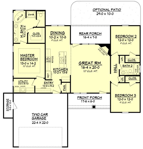 Architectural House Design - Craftsman Floor Plan - Main Floor Plan #430-96