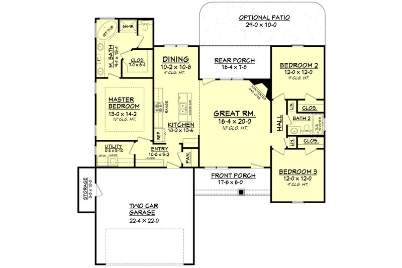 Craftsman Style House Plan - 3 Beds 2 Baths 1569 Sq/Ft Plan #430-96 ...