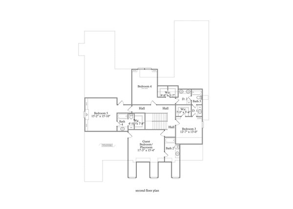 Colonial Floor Plan - Upper Floor Plan #69-439