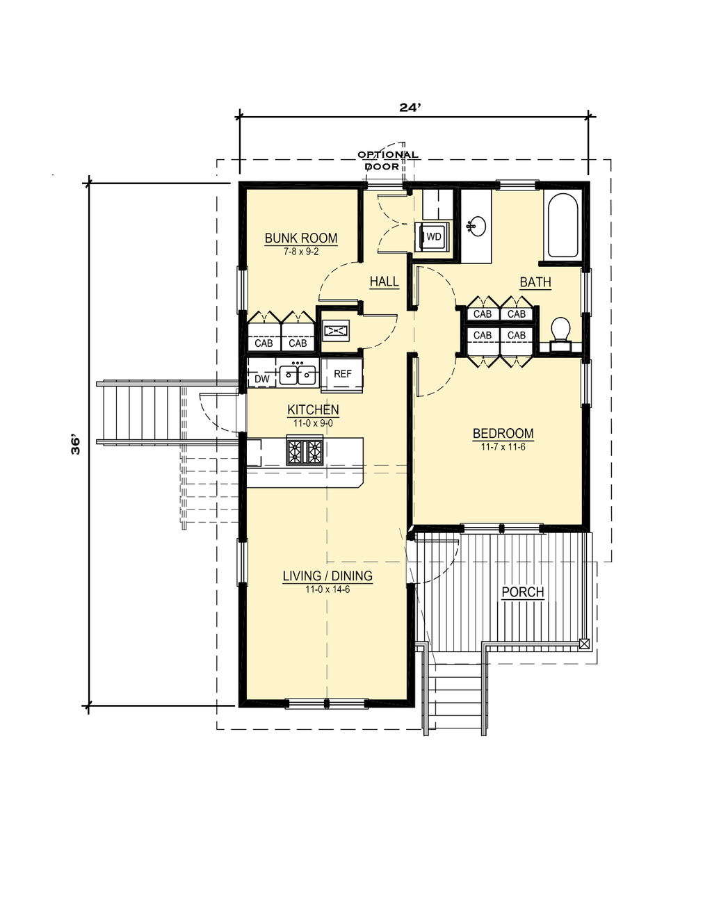 Cottage Style House Plan - 2 Beds 1 Baths 725 Sq/Ft Plan #536-9 ...