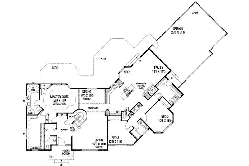 House Blueprint - Floor Plan - Main Floor for Traditional House Plan #60-257 - 4 bed, 2 bath