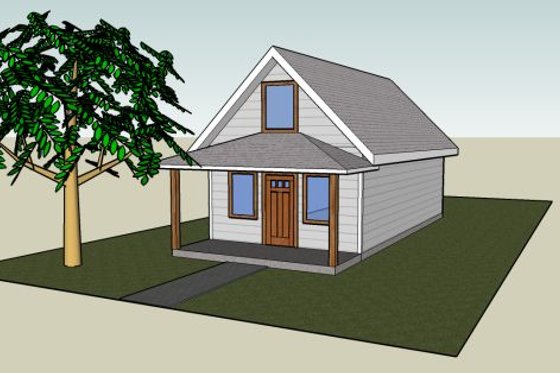 Exterior - Front Elevation for Traditional House Plan #423-38 - 1 bed, 1 bath