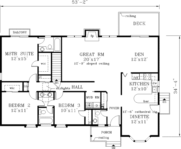 Dream House Plan - Ranch Floor Plan - Main Floor Plan #3-135