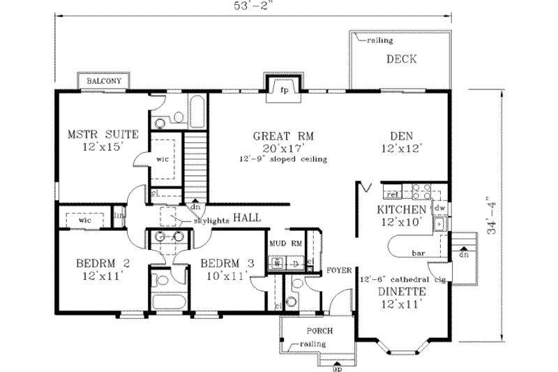 Home Plan - Floor Plan - Main Floor for Ranch House Plan #3-135 - 3 bed, 2.5 bath