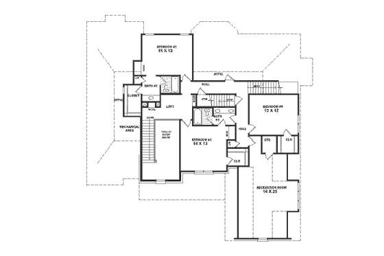 Floor Plan - Upper Floor for Traditional House Plan #81-380 - 4 bed, 3.5 bath