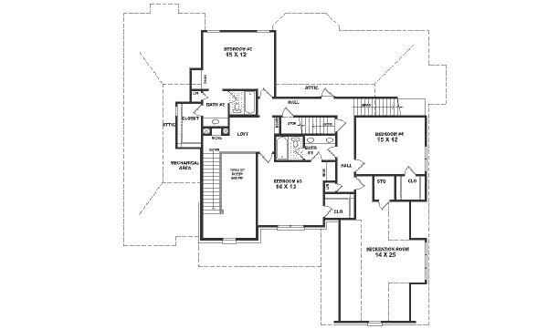 Traditional Floor Plan - Upper Floor Plan #81-380