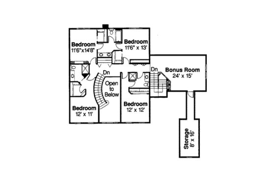Floor Plan - Upper Floor for Colonial House Plan #124-216 - 5 bed, 5.5 bath
