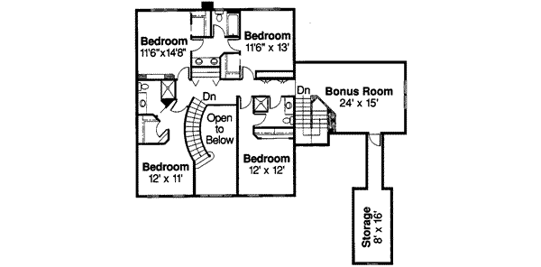 Architectural House Design - Colonial Floor Plan - Upper Floor Plan #124-216