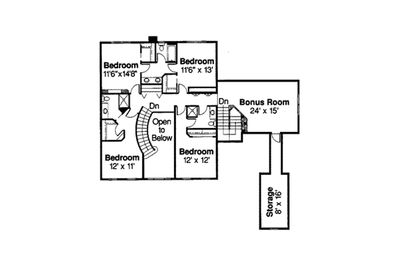 Home Plan - Floor Plan - Upper Floor for Colonial House Plan #124-216 - 5 bed, 5.5 bath