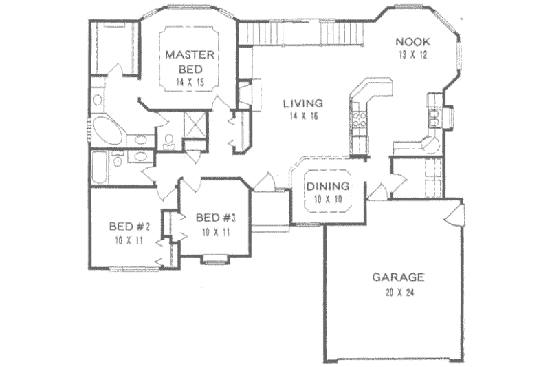 Home Plan - Floor Plan - Main Floor for Traditional House Plan #58-150 - 3 bed, 2 bath