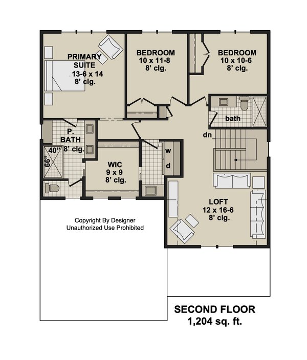 Home Plan - Floor Plan - Upper Floor for Farmhouse House Plan #51-1524 - 3 bed, 2.5 bath