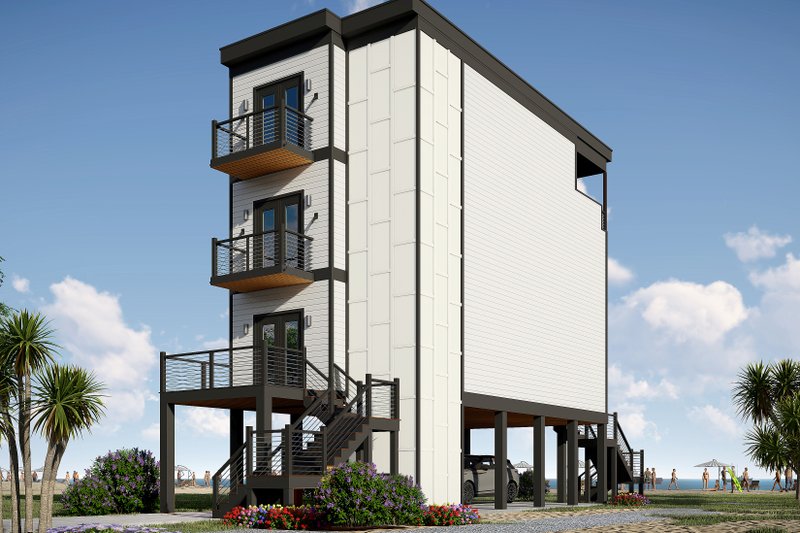 House Design - Exterior - Front Elevation 6 for Beach House Plan #932-1001 - 3 bed, 3.5 bath
