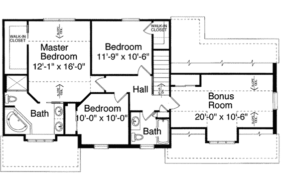 Floor Plan - Upper Floor for Colonial House Plan #46-125 - 3 bed, 2.5 bath