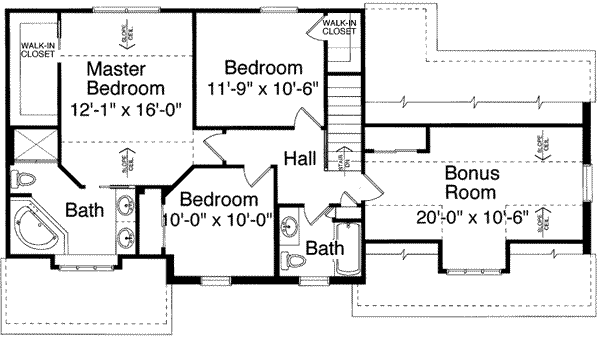Colonial Floor Plan - Upper Floor Plan #46-125