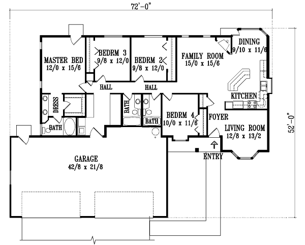 Adobe / Southwestern Floor Plan - Main Floor Plan #1-1353