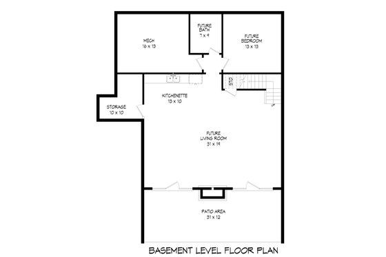 Floor Plan - Lower Floor for Southern House Plan #932-858 - 2 bed, 2.5 bath