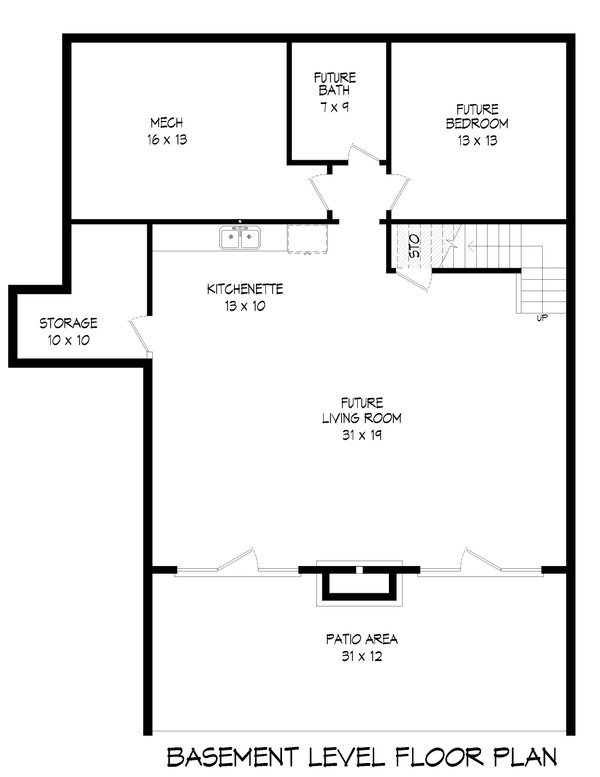 Southern Floor Plan - Lower Floor Plan #932-858