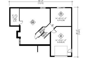 Floor Plan - Lower Floor for Modern House Plan #25-365 - 2 bed, 1 bath