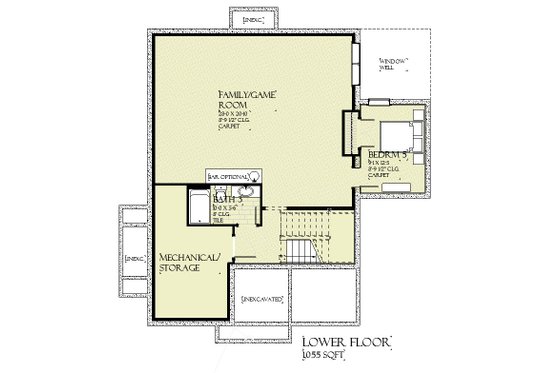 Floor Plan - Lower Floor for Tudor House Plan #901-164 - 5 bed, 3.5 bath