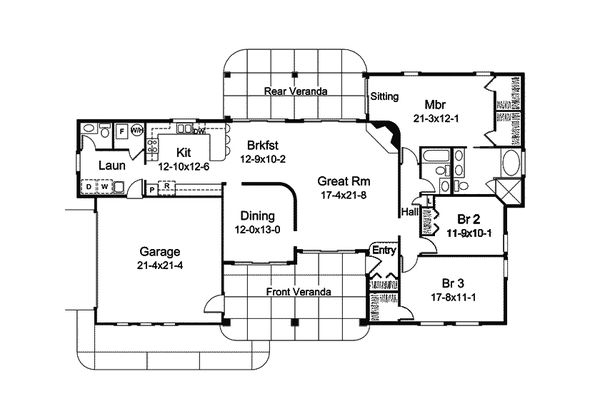 Architectural House Design - Mediterranean Floor Plan - Main Floor Plan #57-687