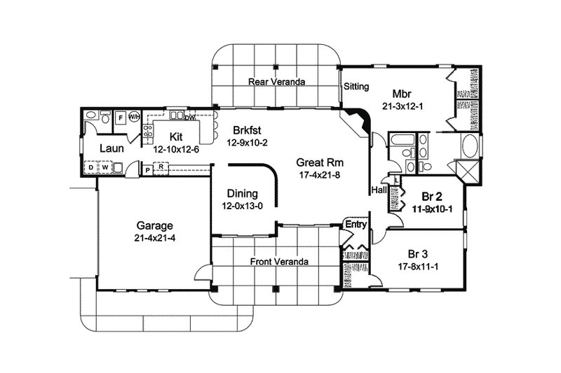 Dream House Plan - Floor Plan - Main Floor for Mediterranean House Plan #57-687 - 3 bed, 2.5 bath