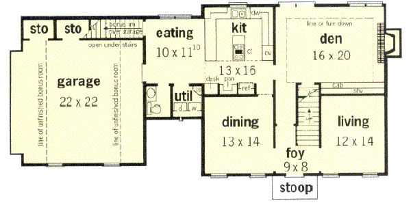 Colonial Floor Plan - Main Floor Plan #16-209