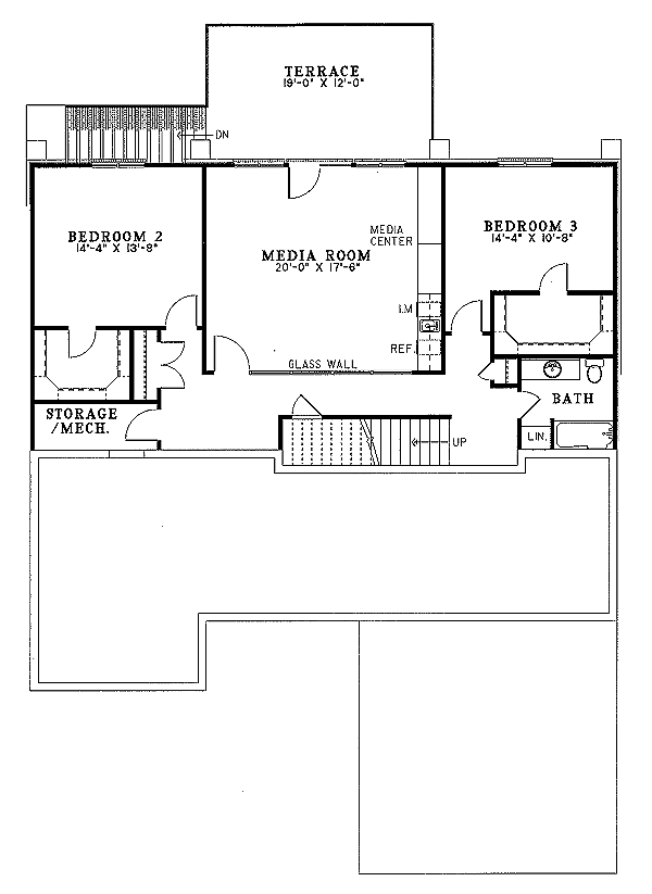 House Blueprint - European Floor Plan - Lower Floor Plan #17-1019