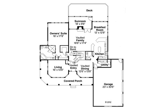 Floor Plan - Main Floor for Mediterranean House Plan #124-409 - 3 bed, 2.5 bath