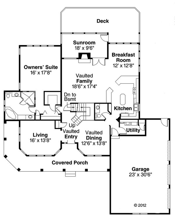 Architectural House Design - Mediterranean Floor Plan - Main Floor Plan #124-409