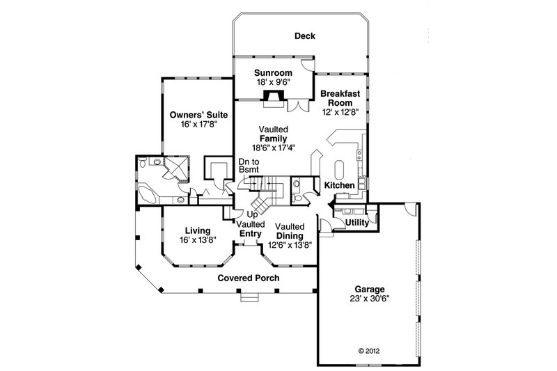Home Plan - Floor Plan - Main Floor for Mediterranean House Plan #124-409 - 3 bed, 2.5 bath