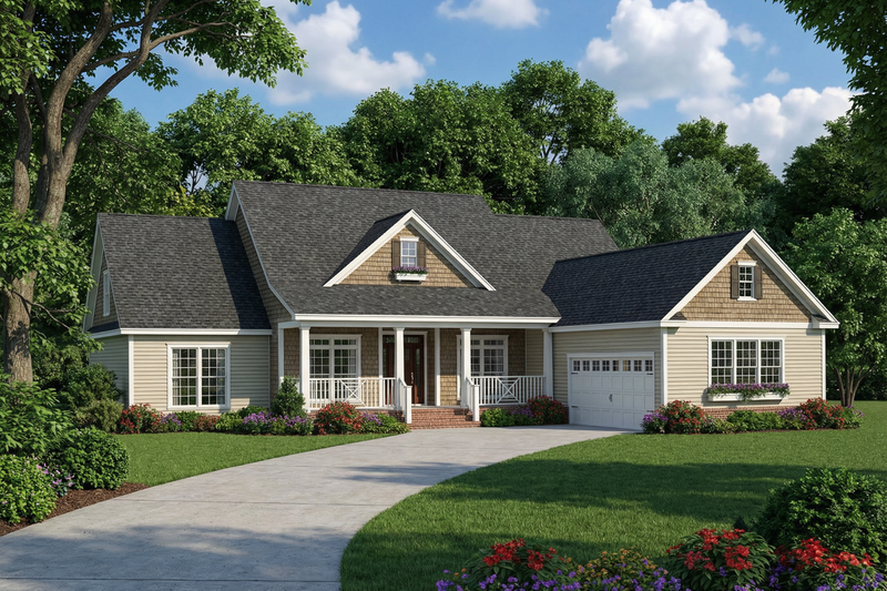 Country Style House Plan - 4 Beds 2.5 Baths 2354 Sq/Ft Plan #17-625 Exterior