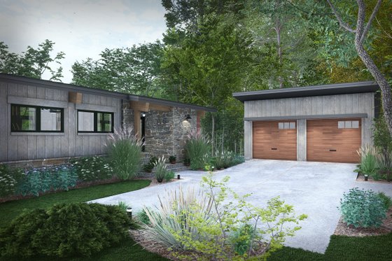Exterior - Front Elevation 1 for Contemporary House Plan #120-293 - 3 bed, 3 bath
