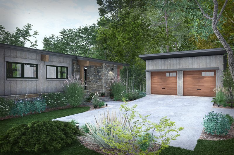 House Blueprint - Exterior - Front Elevation 1 for Contemporary House Plan #120-293 - 3 bed, 3 bath