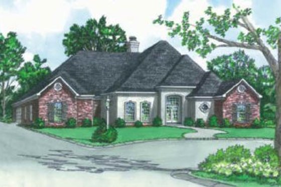 Exterior - Front Elevation for European House Plan #16-170 - 4 bed, 3 bath
