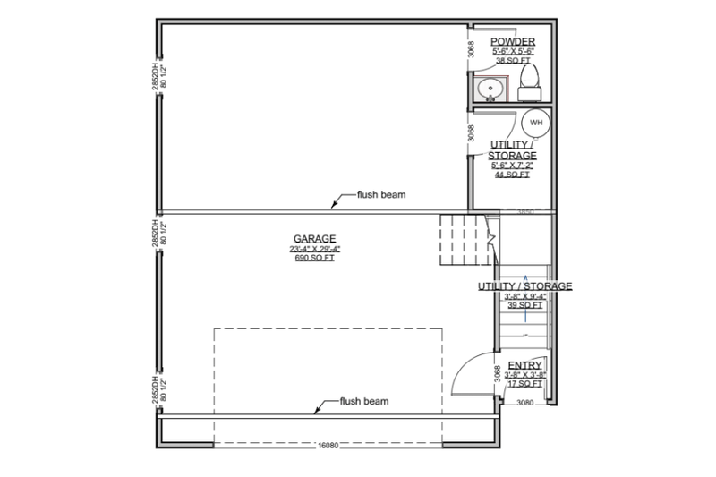 House Plan Design - Floor Plan - Lower Floor for Contemporary House Plan #1116-36 - 2 bed, 1.5 bath
