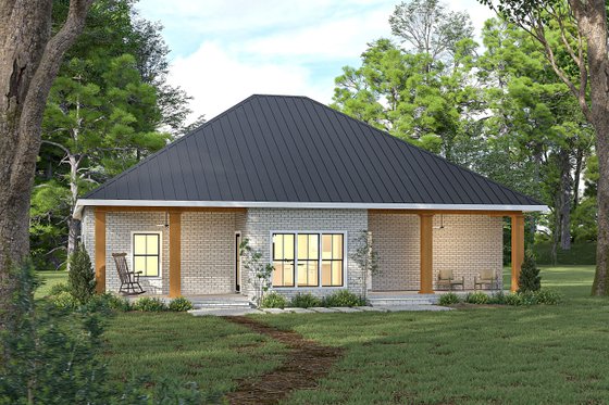 Exterior - Rear Elevation for Farmhouse House Plan #44-240 - 3 bed, 2 bath