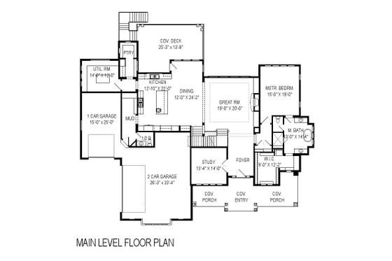 Floor Plan - Main Floor for Craftsman House Plan #920-1 - 5 bed, 3.5 bath