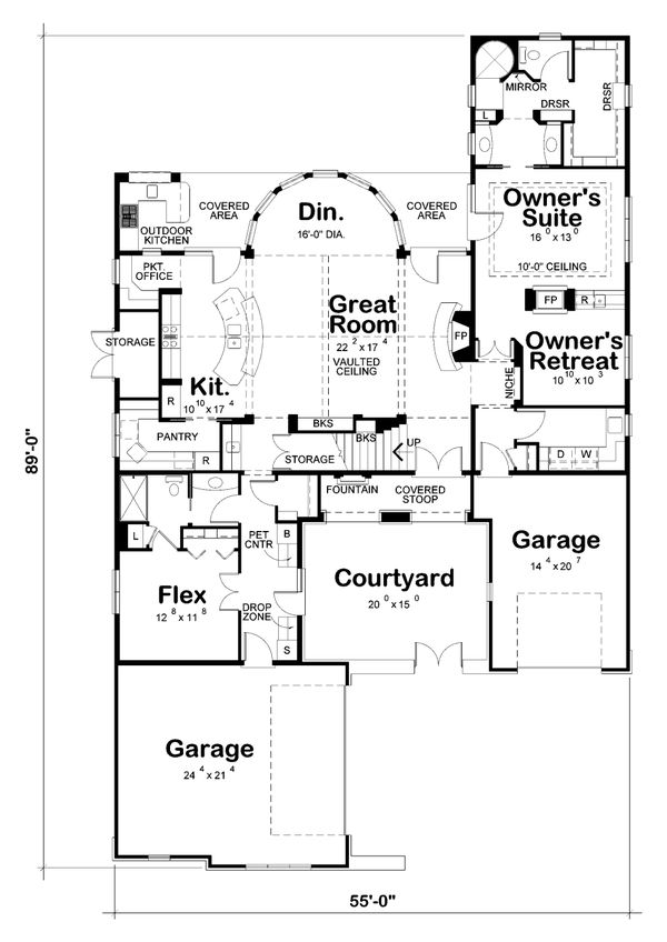 House Blueprint - European Floor Plan - Main Floor Plan #20-2437