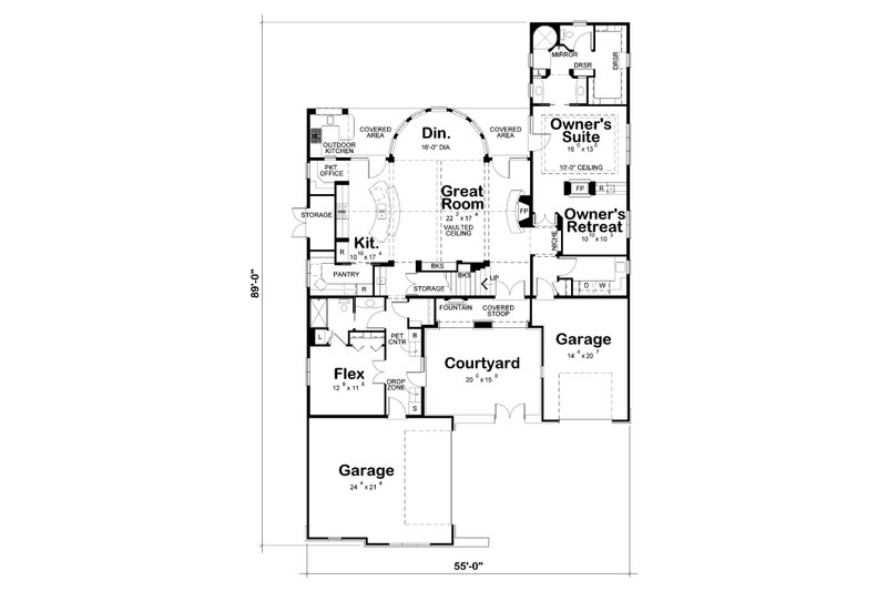 Architectural House Design - Floor Plan - Main Floor for European House Plan #20-2437 - 3 bed, 3 bath