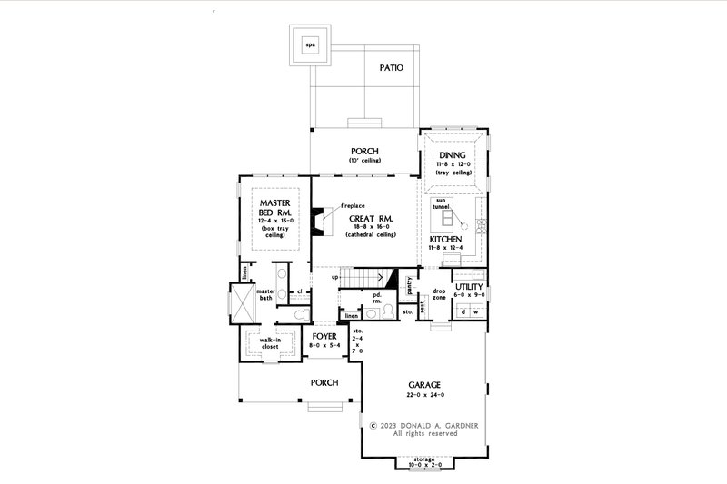 House Blueprint - Floor Plan - Main Floor for Cottage House Plan #929-1180 - 3 bed, 2.5 bath