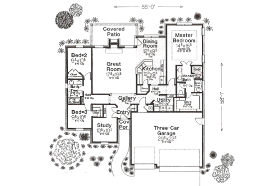 Floor Plan - Main Floor for European House Plan #310-970 - 3 bed, 2 bath