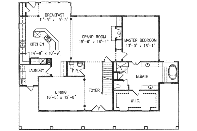 House Blueprint - Floor Plan - Main Floor for Country House Plan #54-116 - 5 bed, 3.5 bath
