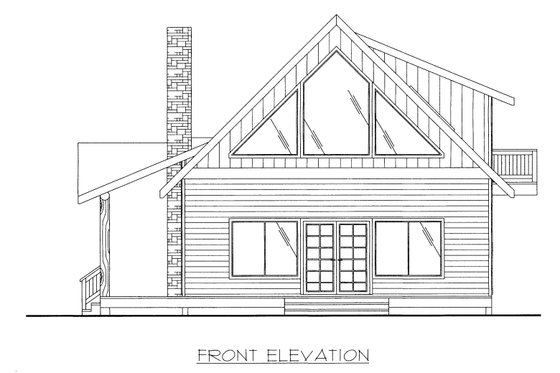 Exterior - Front Elevation 3 for Cabin House Plan #117-966 - 2 bed, 2 bath
