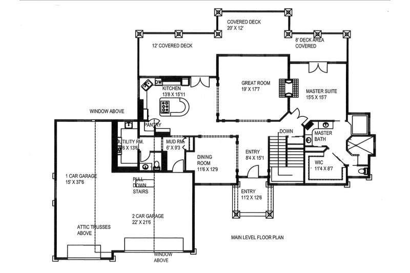 Architectural House Design - Floor Plan - Main Floor for Craftsman House Plan #117-809 - 3 bed, 2.5 bath