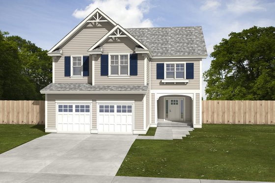 Exterior - Front Elevation 7 for Traditional House Plan #497-4 - 4 bed, 2.5 bath