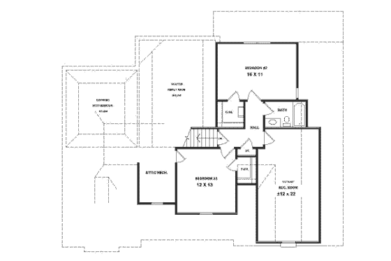 Floor Plan - Upper Floor for Traditional House Plan #81-232 - 3 bed, 2.5 bath