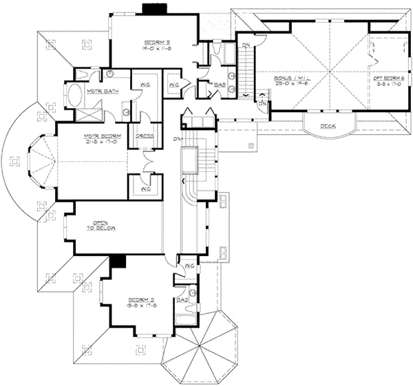 Craftsman Floor Plan - Upper Floor Plan #132-181