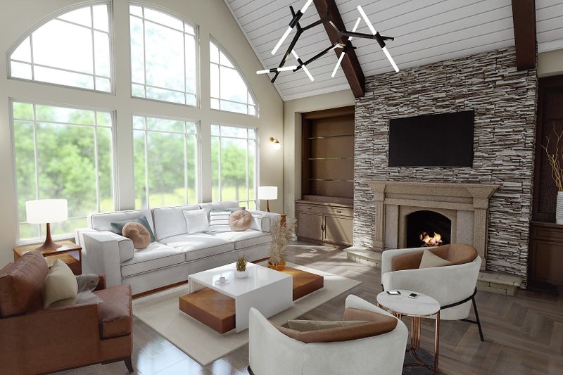 House Blueprint - Interior - Family Room 1 for Ranch House Plan #54-444 - 3 bed, 2.5 bath
